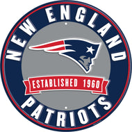 New England Patriots Establish Date Metal Round Sign - 12"