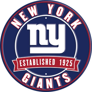 New York Giants Establish Date Metal Round Sign - 12"