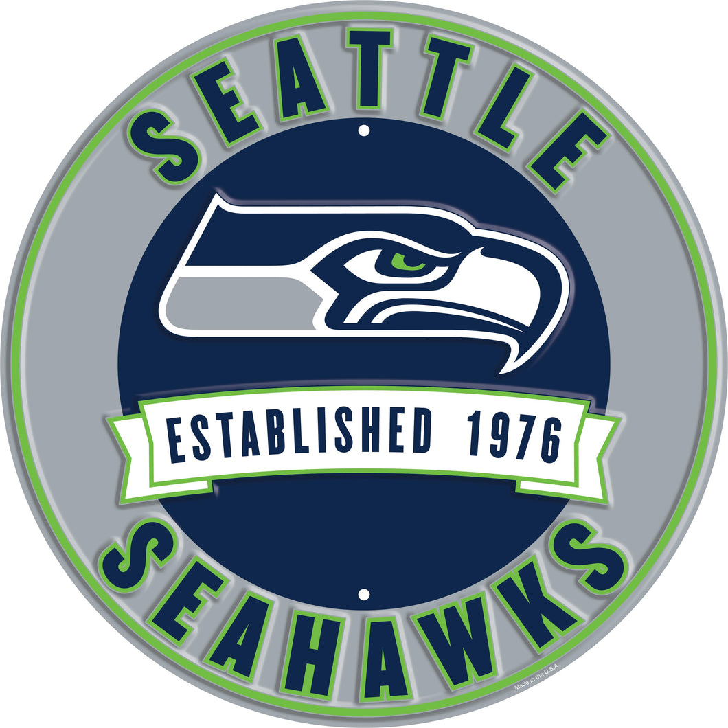 Seattle Seahawks Establish Date Metal Round Sign - 12