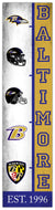 Baltimore Ravens Team Logo Evolution Wood Sign -  6"x24"