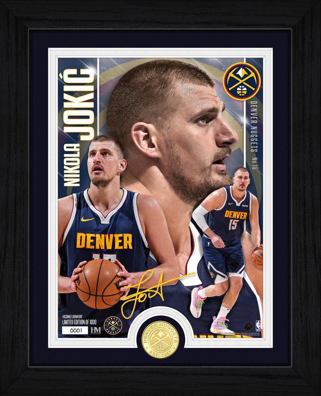 Nikola Jokic Denver Nuggets Bronze Coin Artist Proof Photo Mint