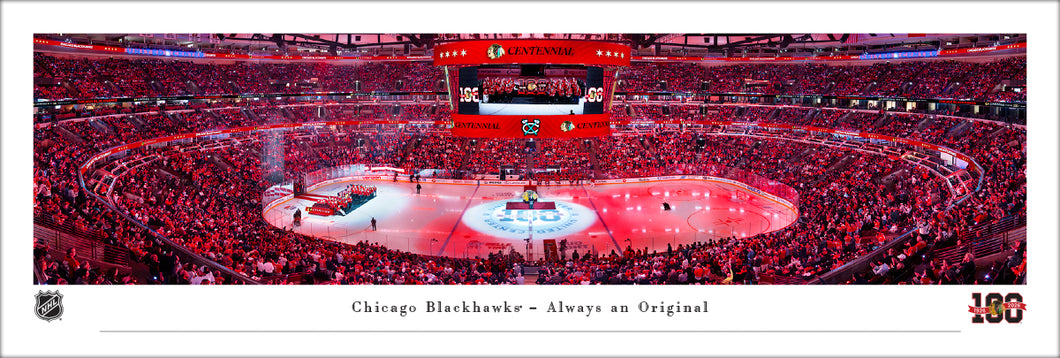 Chicago Blackhawks United Center Centennial Ceremony Panoramic Picture