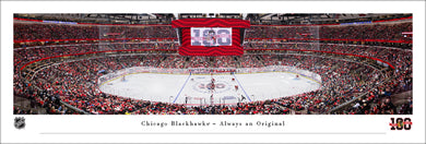 Chicago Blackhawks United Center Centennial Ceremony Opening Face-Off Panoramic Picture