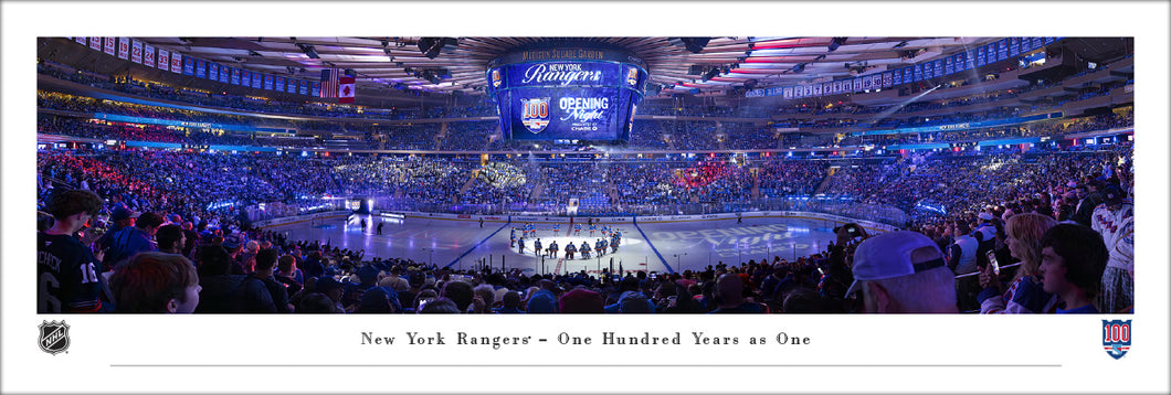 New York Rangers MSG Centennial Season Stick Salute Panoramic Picture