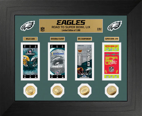 Philadelphia Eagles Road to Super Bowl LIX Deluxe Ticket and Gold Coin Photo Mint