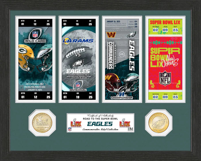 Philadelphia Eagles Road to Super Bowl LIX Ticket and Bronze Coin Photo Mint