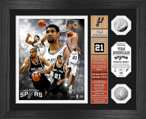 Tim Duncan San Antonio Spurs Hall of Fame Banner Silver Coin Photo Mint