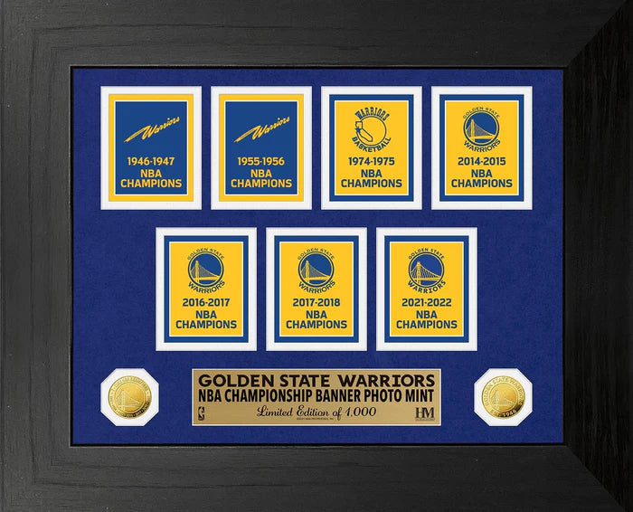 Golden State Warriors 7-Time NBA Champions Deluxe Gold Coin & Banner Collection