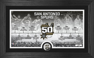 San Antonio Spurs 50th Anniversary Timeline Silver Coin Photo Mint Sal