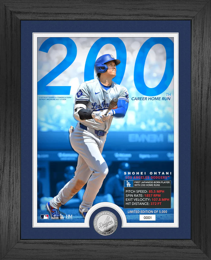 Shohei Ohtani LA Dodgers 200th Career HR Silver Coin Photo Mint