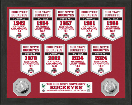 Ohio State Buckeyes 9 Time National Champions Banners Silver Coin Photo Mint