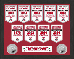 Ohio State Buckeyes 9 Time National Champions Banners Silver Coin Photo Mint