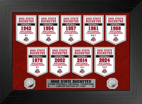 Ohio State Buckeyes 9 Time National Champions Deluxe Banners Silver Coin Photo Mint