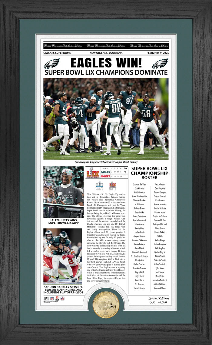 Philadelphia Eagles Super Bowl LIX Champions Front Page Cover Bronze Coin Photo Mint