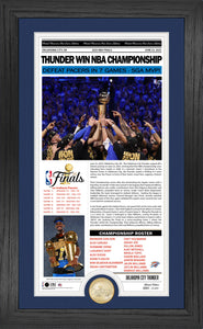 Oklahoma City Thunder 2025 NBA Champions Front Page News Cover Bronze Coin Photo Mint