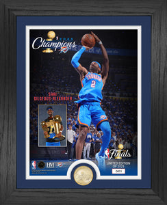 Shai Gilgeous-Alexander OKC Thunder 2025 NBA Champs Trophy Raising Bronze Photo Mint (Copy)