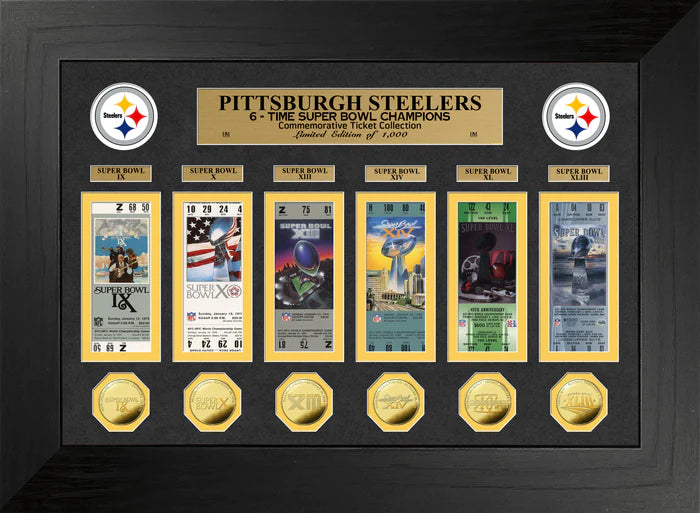 Pittsburgh Steelers 6-Time Super Bowl Champions Deluxe Gold Coin Ticket Collection