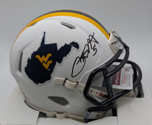 Pat White West Virginia Mountaineers Signed WVU White Country Roads Mini Helmet