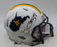 Pat White West Virginia Mountaineers Signed WVU White Country Roads Mini Helmet