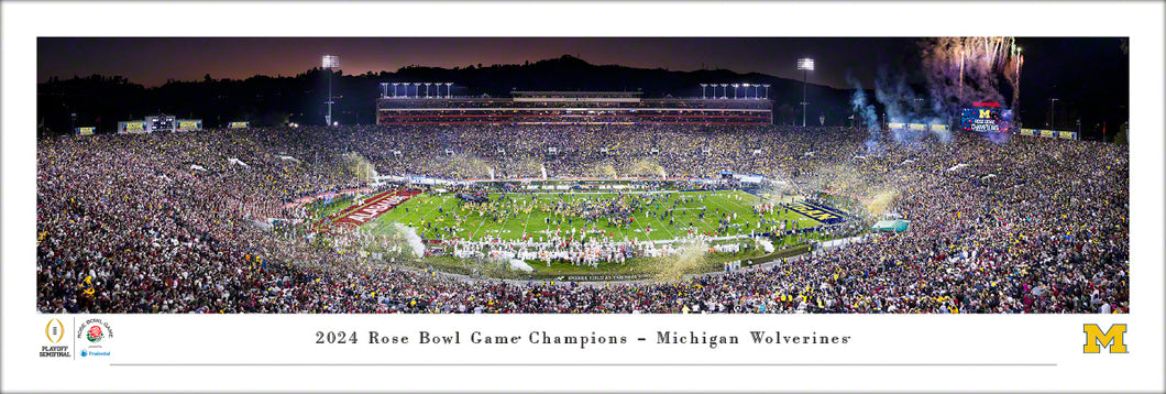 Michigan Wolverines 2024 Rose Bowl Champions Panoramic Picture