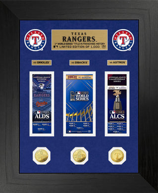 Texas Rangers Deluxe 2023 Road to the World Series Championship Commemorative Tickets Gold Coin Photo Mint