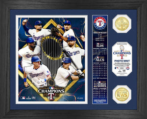Texas Rangers 2023 World Series Champions Season Recap Banner Bronze Coin Photo Mint