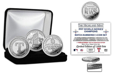 Texas Rangers 2023 World Series Champions Silver plated 3-Coin Set