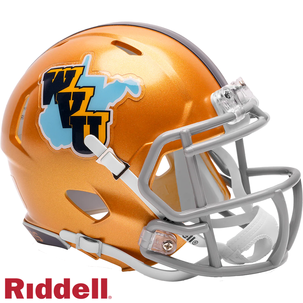 West Virginia Mountaineers 2025 Gold Throwback Speed Mini Helmet