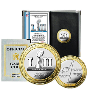 Philadelphia Eagles vs. New England Patriots Super Bowl 52 Official 2-Tone Dueling Flip Coin 
