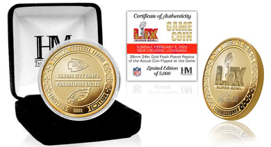 Kansas City Chiefs vs Philadelphia Eagles Super Bowl 59 Gold Mint Flip Coin