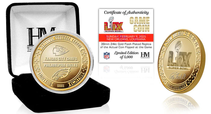 Kansas City Chiefs vs Philadelphia Eagles Super Bowl 59 Gold Mint Flip Coin