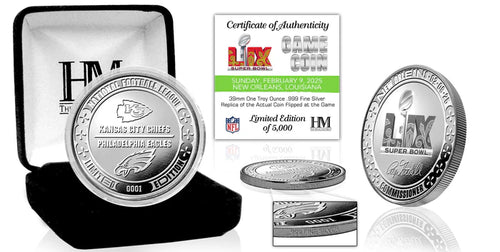 Kansas City Chiefs vs Philadelphia Eagles Super Bowl LIX 1oz .999 Fine Silver Flip Coin