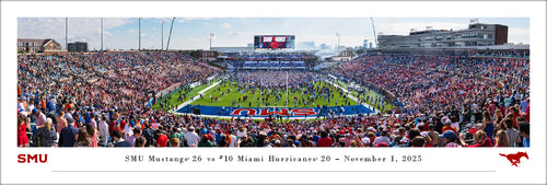 SMU Mustangs Football Gerald. J. Ford Stadium Storming The Field Panoramic Picture
