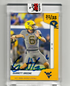 Garrett Greene West Virginia Mountaineers Signed ONIT Card Limited Edition #d/35