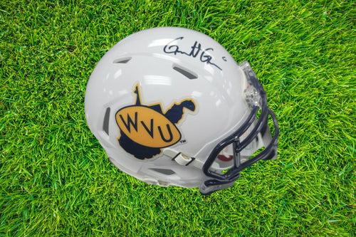 Garrett Greene West Virginia Mountaineers Signed Throwback Mini Helmet