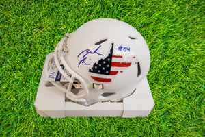 Zach Frazier West Virginia Mountaineers Signed Stars & Stripes Mini Helmet JSA Blue