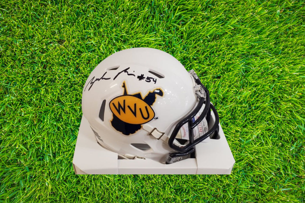 Zach Frazier West Virginia Mountaineers Signed Throwback Mini Helmet J – Sports Fanz