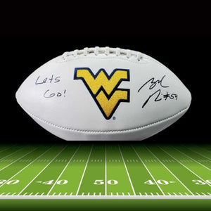 Zach Frazier WVU Mountaineers Signed West Virginia Logo Football JSA