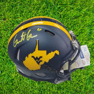 Garrett Greene West Virginia Mountaineers Signed Country Roads Mini Helmet JSA