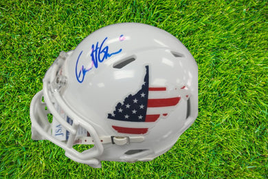 Garrett Greene West Virginia Mountaineers Signed Stars & Stripes Mini Helmet 