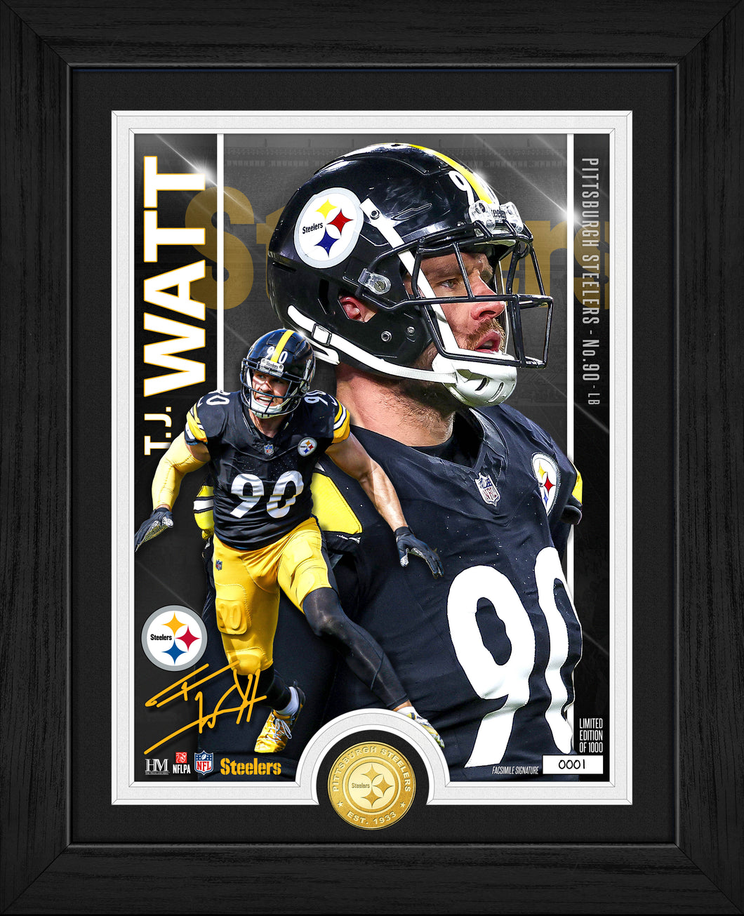 T.J. Watt Pittsburgh Steelers Artist Proof Bronze Coin Photo Mint