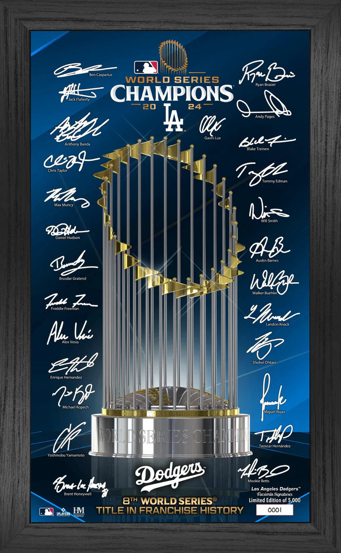 Los Angeles Dodgers 2024 World Series Champions Trophy Signature Frame