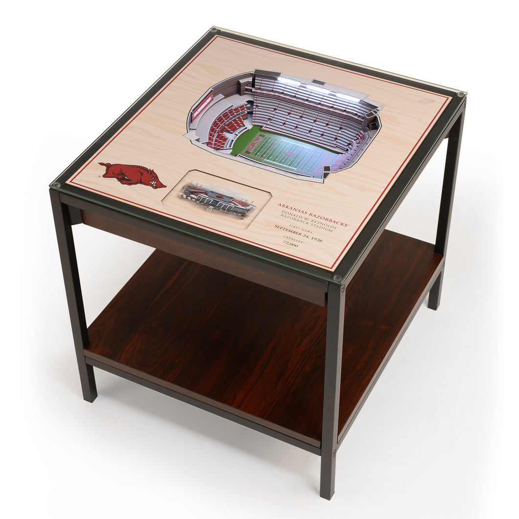 Arkansas Razorbacks 25-Layer StadiumViews Lighted End Table