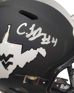 CJ Donaldson WVU Mountaineers Signed Coal Rush Mini Helmet JSA