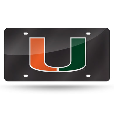 Miami Hurricanes Black Chrome Laser Tag License Plate