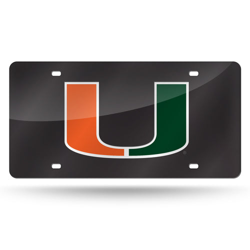 Miami Hurricanes Black Chrome Laser Tag License Plate