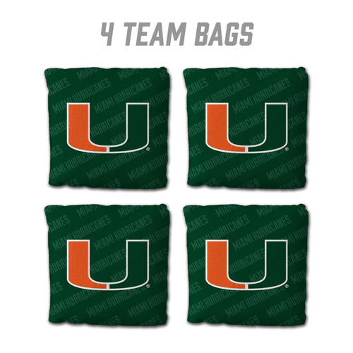 Miami Hurricanes Cornhole Bags  4 Pack - Green