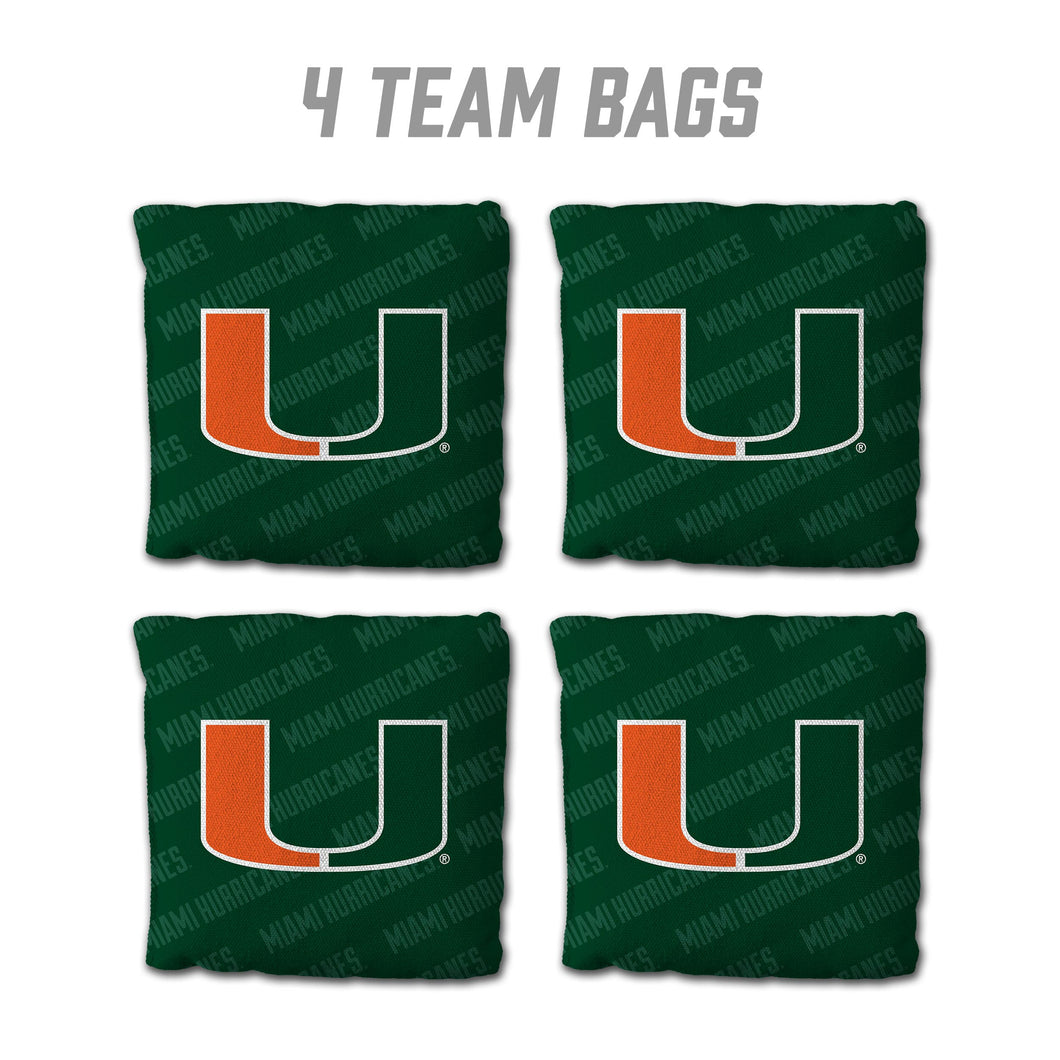 Miami Hurricanes Cornhole Bags  4 Pack - Green