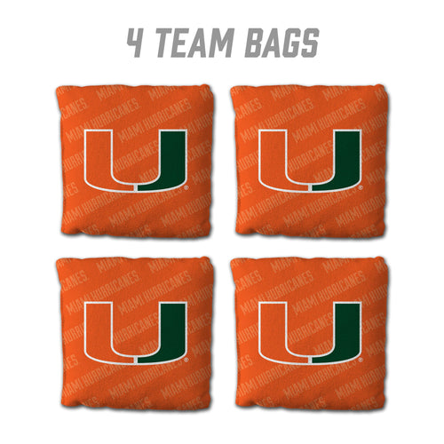 Miami Hurricanes Cornhole Bags 4 Pack - Orange