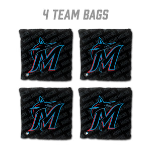 Miami Marlins Cornhole Bags - 4 Pack - Black